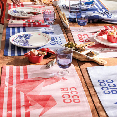 Box Set 2 Placemats Coco-Rico Red 50x36 100% cotton,  Box Set 2 Placemats Coco-Rico Red 50x36 100% cotton